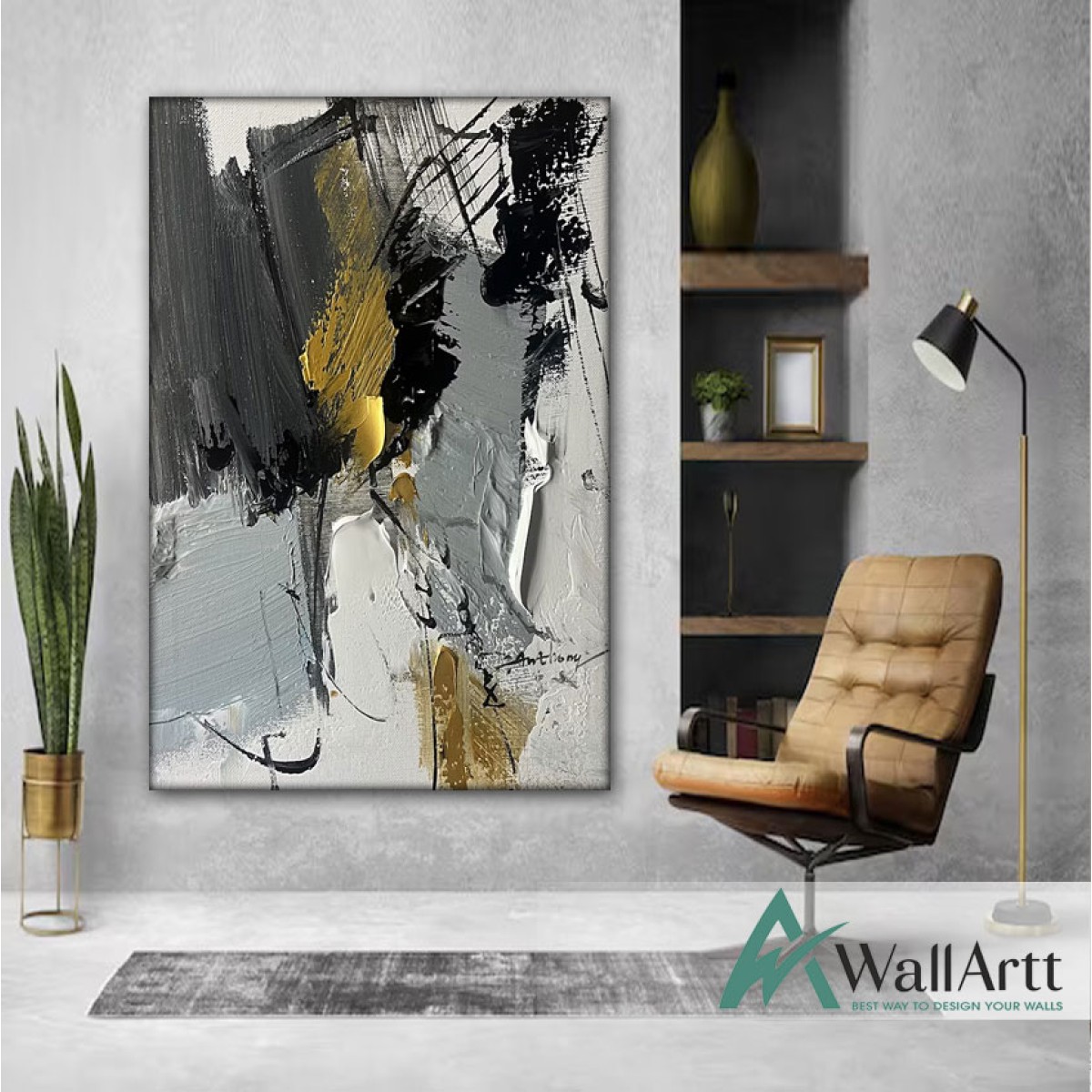 Abstract White with Beige 3d Heavy Textured Partial Oil Painting